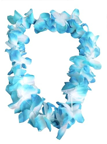 Hawaiianische Lei-Halskette, 9 cm, Blumen-Hula-Kostüm-Halskette, bunt, Strand-Party, Deluxe-Accessoire, 6 Stück (blau)
