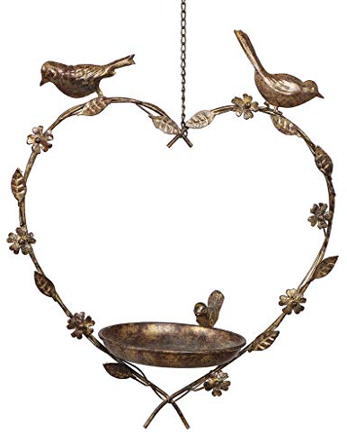 Hanging Heart Bird Dish House Feeder Outdoor Spring Wedding Anniversary Mothers Day Garden Gift
