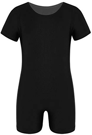 IEFIEL Unisex Kinder Jungen Mädchen Kurzarm Turnanzug Gymnastikanzug Trikot Leotard Basic Einfarbig Tanzbody Gymnastikbody Turnbody für 4-14 Jahre