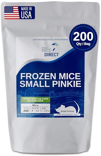 MiceDirect Frozen Mice Small Pinkie Feeders Snake Food for Corn Snakes Ball Pythons Lizards (.5-1 inch) (200 Count)