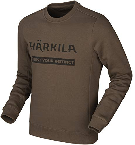 Härkila Sweatshirt in Grün und Braun für Herren - Pullover mit Logoaufdruck langärmlig aus Baumwolle - Dicker Outdoorpullover für Jäger und Freizeitaktivitäten, Größe:3XL, Farbe:Braun