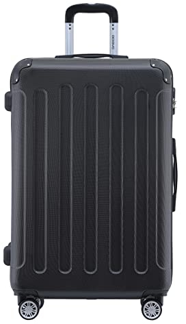 BEIBYE- Hartschalenkoffer Koffer Trolley Rollkoffer Reisekoffer Zahlenschloß 4 Zwilings-Rollen (Black, Small-55cm)