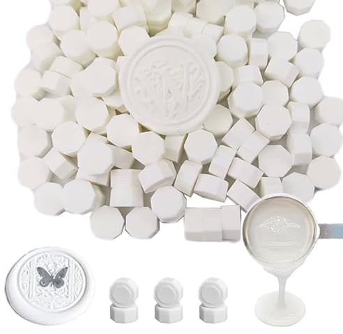 Wachs-Siegel-Perlen, ANBOSE 500 Stück Achteckige Siegel-Wachs-Perlen für Stempel (White)