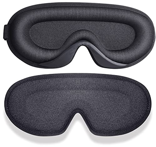 Schlafmaske Herren Frauen,3D Konturierte Schalen Augenmaske,100% Lichtblockierende Schlafbrille,Schichtarbeit und Nickerchen Schwarz Inklusive