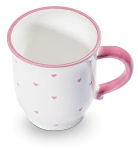 Gmundner Keramik - Taza de chocolate (0,3 L), diseño de corazones, color rosa