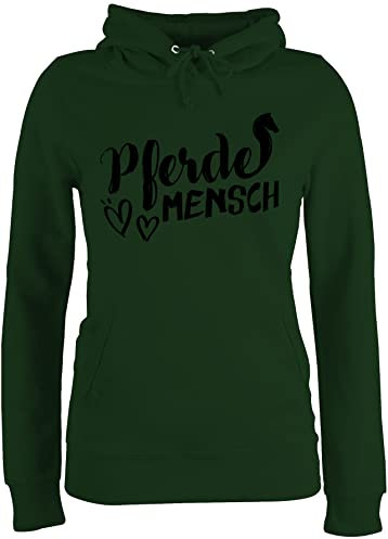 Pullover Damen Hoodie Frauen - Pferde - Pferdemensch - XS - Dunkelgrün - reiter pulli reit hoddis sprüche pferd pferdesprüchen oberteil pferde+pullover+damen pferden hoodies mädchen geschenk