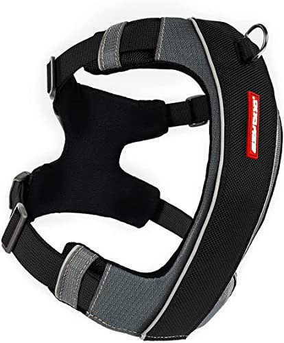 EzyDog No-Pull Hundegeschirr für Mittelgroße und Große Hunde, X- Link Anti Zug Geschirr Hund Verstellbar, Reflektierendes, Größenverstellbar, Brustgeschirr Gepolstert (M, Schwarz)