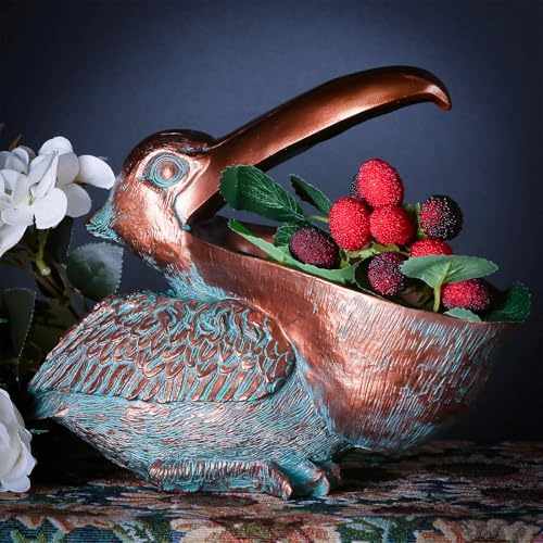 A.F.N.A.L Pelican Statue Table Decoration for Home & Office, Creative Resin Pelican Sculpture Storage Basket Holder Bowl Ornament for Keys & Candy, 20cm H
