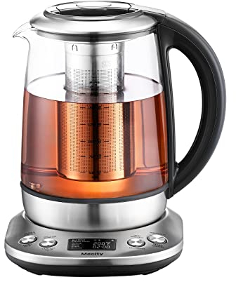 Bouilloire électrique avec infuseur à thé et contrôle de la température en verre - Affichage LCD - Programmes d'infusion prédéfinis pour chauffe-eau - 1,7 l