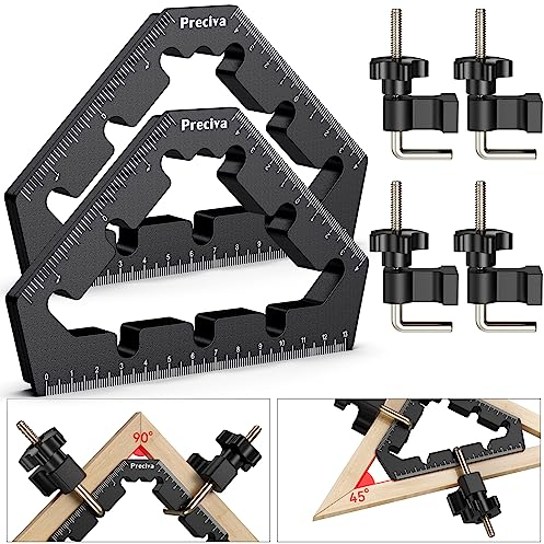 Positionierwinkel-Set, Preciva 45/90 Grad Positionierwinkel Rechtwinklige Klemmen aus Aluminiumlegierung Holzbearbeitungswerkzeuge, Zimmermannswinkel für Holzbearbeitung, Heimwerken, Handwerk