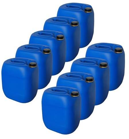 kanister-vertrieb® 9 Stück 30 L Kanister Wasserkanister Kunststoffkanister blau DIN61 + Etiketten