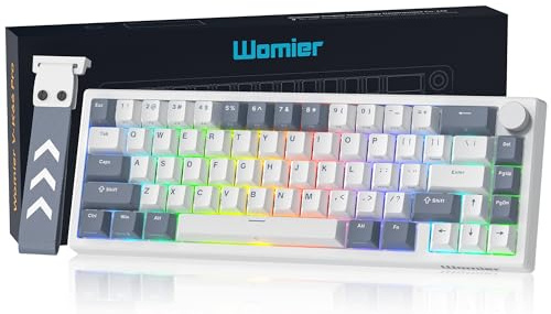 Womier 60% Percent Mechanical Gaming Keyboard with Hot Swappable, Wired, POM Linear Switches, LED Custom Creamy, PBT Keycaps for Mac/Win, White