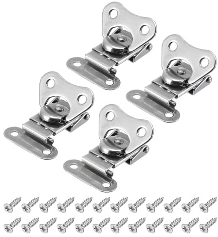 sourcing map Butterfly Twist Latch, 4Pcs 2.1 x 1.5 304 Stainless Steel Spring Loaded Toggle Clamp Hasp for Case Box Chest Closure, Silver