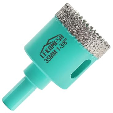 Diamond Tile Core Drill Bits - 1-3/8(35mm) Tile Hole Saw Cutter with Triangle Shank for Porcelain Ceramic Marble Granite Stone Quartz, LEKOMESH
