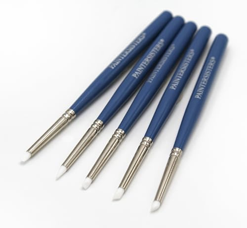 Paintersisters Silikon-Pinselset klein, Blauer Stil, 5er Set Colour Shaper | Mini Silikonpinsel mit 5 Spitzenformen für präzises Modellieren, Detailarbeiten, Miniaturen, Modellbau und kreative Projekte