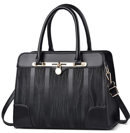 DORRISO Élégant Femmes Sac à Main Cuir PU Tendance Sac à Poignée avec Multi Poche Sac à Bandoulière Sac Fourre pour Voyage Travail Occasionnel Quotidien Femmes Classique Sac à Messager Noir