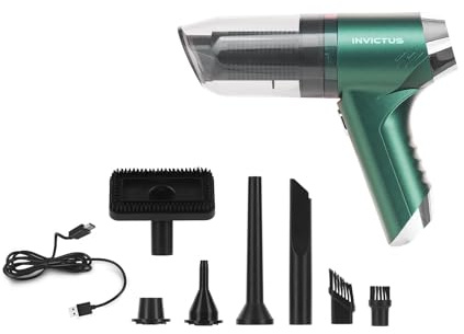 Genius Invictus Aspirateur à main sans fil 3 en 1 - Mini aspirateur de voiture sans sac multifonction pour voiture, cuisine, clavier, poils d'animaux