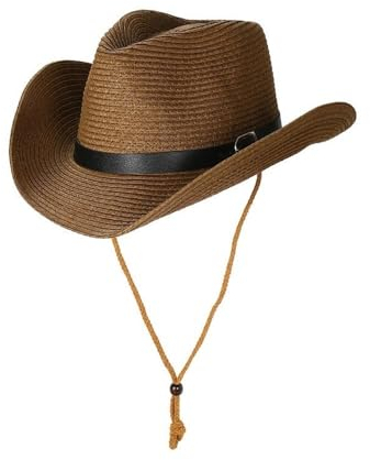 Anomidry Strohhut Herren 62-64 Western Cowboyhut Herren Damen Strandhut Sonnenhut, Sommer kleines Geschenk Hut Sonnenschutz Strohhut(Brown)