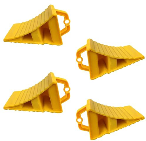 4 Pièces Cale Roue Voiture - Cales De Roue Avec Poignées - Bloc D'alignement Butée Glissement Pneu Anti-dérapant Voiture | Pour Protéger Les Pneus De Voiture, Caravane, Van À Chevaux, Camping-car