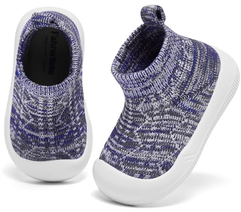 Fahrerliebe Baby Sock Shoes Walking Shoes Non-Slip Infant Slippers Baby House BootsTiny Toe First Sneakers for Boy 9-12 Months Navy/Grey