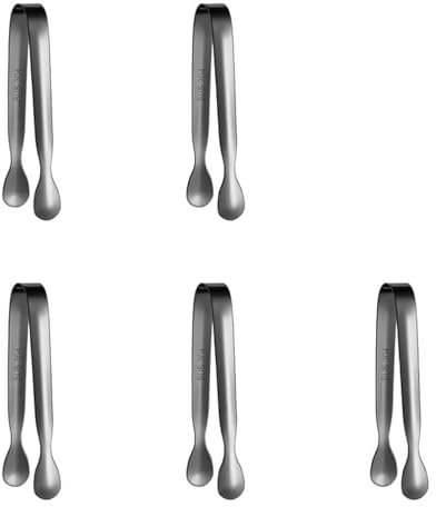 5pcs Ice Tongs,Sugar Cubes Tongs 11cm,Stainless Steel Ice Tongs, Small Serving Tongs for Tea,Coffee,Cafe,Kitchen,Afternoon Tea Black