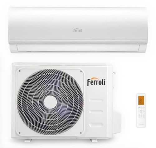 Condizionatore Monosplit Ferroli 9000 BTU AMBRA S Inverter con Unità Interna ed Esterna - Auto Pulizia e Telecomando con App - Pompa di Calore - R-32 Wi-Fi - Classe Energetica A++