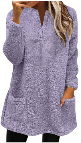 Damen-Sweatshirt, lässig, niedlicher Teddybär-Fleece-Pullover, langärmelig, weich, flauschig, Fleece, Sweatshirt, warm, Plüsch-Sherpa-Pullover, Oberteil, übergroßes Kleid, flauschiger Pullover,