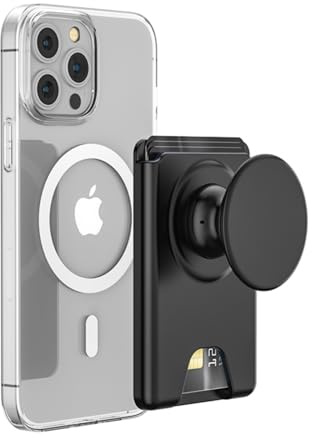 AUROX for MagSafe Wallet Stand, Magnetic Wallet Stand, for Magsafe Phone Grip Card Holder, Magnetic Card Wallet Holder with Collapsible Phone Grip, for iPhone 16 15 14 13 12 Series, Fit 3 Cards, Black