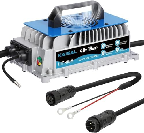 KAISAL 58.4V 18A LiFePO4 Ladegerät, LiFePO4 Batterieladegerät für 48V(51.2V) Lithium Eisenphosphat, Lithium Batterie Ladegerät IP67 Wasserdicht 48V Ladegerät für Wohnmobile, Boot, Solar, Golfwagen
