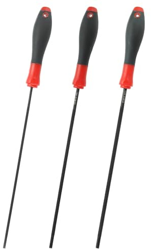 sourcing map 3 lime per affilare catene per motosega, 3 misure, rotonde, in acciaio nero, con manico in plastica, per motosega (1/8, 5/32, 3/16)