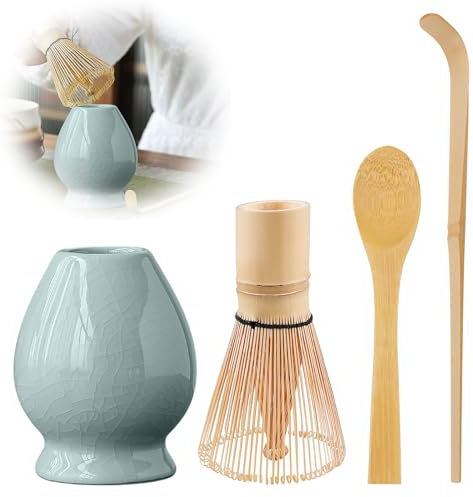 Matcha Tea Set 4 pezzi: Matcha Scopa Set con Frusta Matcha, Ciotola in Ceramica Matcha, 2 Cucchiai Matcha, Tradizionale Giapponese Matcha Accessori Matcha Set (2)