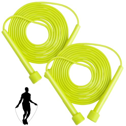 Skipping Ropes for Adults Adjustable Pack of 2, Speed Jumping Rope with Non Slip Handle for Men, Women and Kids9FT Jump Rope for Exercise Boxing Fitness Training Jumping Gym Workout Fat Burn-Yellow