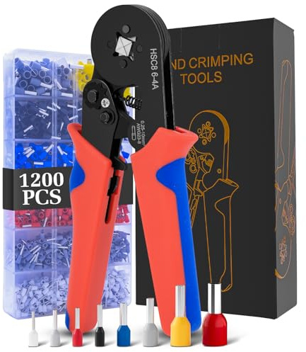 Hksod Crimpzange Aderendhülsen Set, mit 1200 Stück Aderendhülsen [0,25-10mm²]-Aderendhülsenzange Crimpzange Set, Krimpzangenset, Crimpzangen