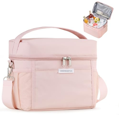 HOMESPON Sac Isotherme à Repas Portable Lunch Bag à Déjeuner Waterproof avec Feuille d'Aluminium Isolée Sac à Main Pliable pour Femme, Enfant à l’École et au Bureau