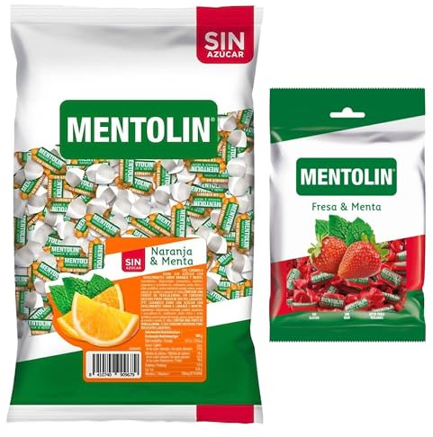 Mentolín caramelos garganta naranja s/a bolsa 1kg y de regalo fresa menta 150g