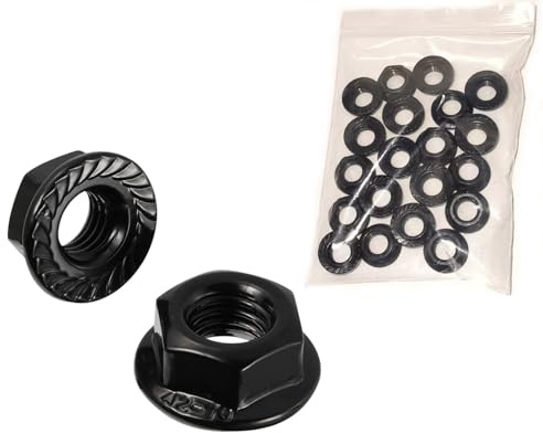 Mutter M6, 20 Stück Hutmuttern M6 Edelstahl Muttern Set Sicherungsmuttern Edelstahlmutter Flanschmutter Sechskantmuttern Schrauben Muttern zum Verbinden und Befestigen Verschiedener(20, Schwarz, M6)
