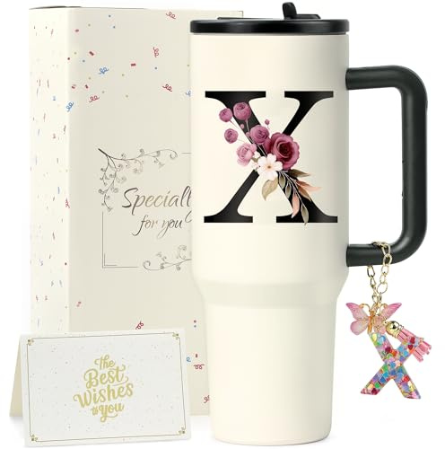 ZIOSINM A-Z Regalos Originales para Mujer, 1.2L Vaso Termico | Termo Cafe de Acero Inoxidable Doble Capa con Tapa y Pajita, Regalo Mujer Ideal para Cumpleaños, Navidad y San Valentín