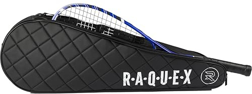 Raquex Elite Badminton/Squash 3 Racket Cover - Padded Bag with Carry Handle & Shoulder Strap