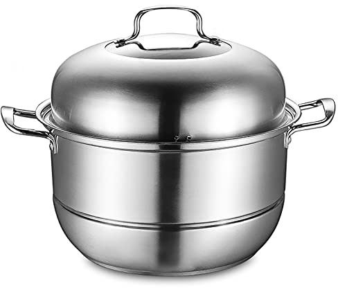 HTTGDGDH Pentola per Cottura A Vapore/Pentola per Zuppa/Acciaio Inossidabile 304 per Uso Alimentare, Fondo in Materiale Composito A 3 Strati, Panini al Vapore, Pesce, Zuppa di Cos(Multicolore-32Cm)