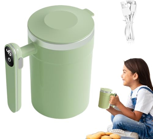 Taza De Café Con Automezclado, Taza Automática Magnética de Autorevoldeo 400 Ml, Eléctrica Mezcladora Chocolate Caliente Con Pantalla LCD De Temperatura, para Oficina Bebidas Té Latte Chocolate