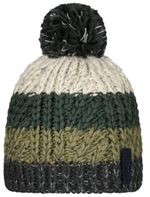 Barts Herren Strickmütze gesreifte Wintermütze mit Bommel und Fleecefutter Bremner 6507 Cedar 16