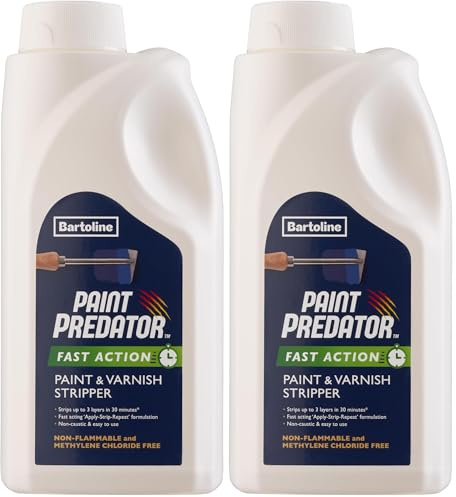 Bartoline Paint Predator™ Fast Action Paint & Varnish Stripper 1l – Rapid, Non-Caustic Paint Remover for Wood, Metal & Masonry (Pack of 2)