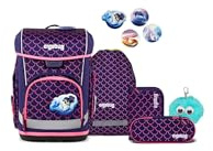 ergobag Schulranzen-Set cubo Light Bundle Set PerlentauchBär - Lila | extra leichter ergonomischer Schulranzen für die Schule mit nur 860 g im 6-teiligen Set aus der Kollektion AW25/26