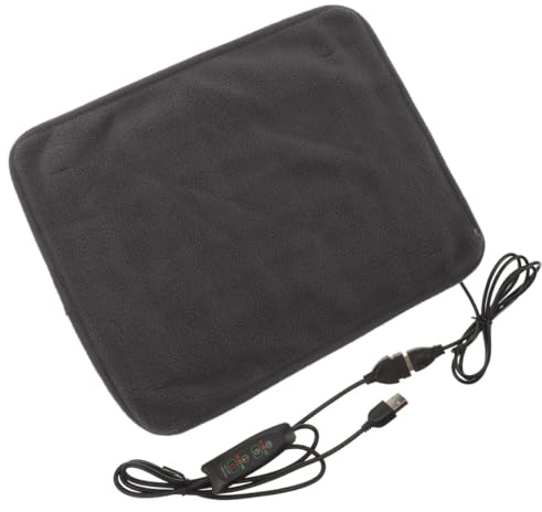 KOMBIUDA USB Beheizbare Haustier Heizmatte für Kleine Hunde und Katzen Leichtes Polyester Tragbar mit Temperaturregelung Wärmekissen für Sofa Haustierbett und Reisen Dunkelgrau
