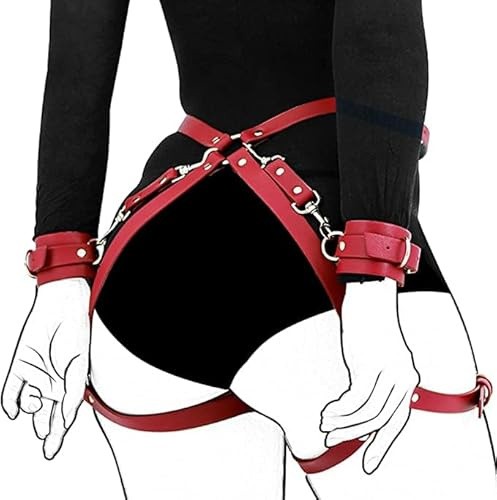 Sex Bondage SM Kit Fesselset BDSM Sexspielzeug für Paare Extrem Sex mit 2 Handgelenksmanschetten & Oberschenkelbundgurten SM Cortex Set Handschellen für Sexspiele Sex Spielzeug Toys Modisches Fesseln