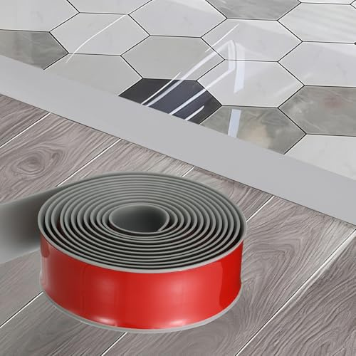Kozelo Kozelo Tira De Transición Para Suelo 300X4 x 0.35cm De PVC De Madera Gris|Tiras De Cubresuelos Autoadhesivas Borde De Laminado Impermeable Con Vetas Para Huecos En Suelos