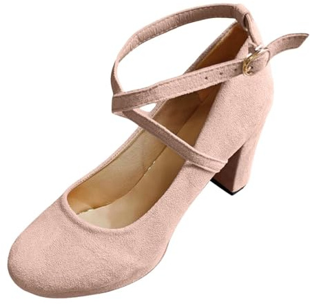 Zapatos tradicionales para mujer, elegantes, cómodos, tirolesas, con tiras de tacón en bloque, zapatos de tacón festivo, zapatos de boda, tacones altos para Oktoberfest, 01 Rosa, 40 EU