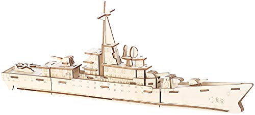 Playtastic 3D Holzbausatz: 3D-Bausatz Zerstörer aus Holz, 83-teilig (Bastelset, 3D-Puzzle Holz Kinder, Geburtstagsgeschenk)
