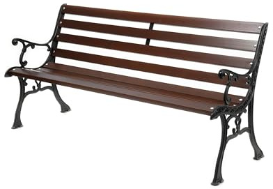 Sellon24® Sellon Parkbank Wetterfest Gartenbank Gusseisen Massiv Holz Palisander Gestell Gartenmöbel Sitzbank (0111)