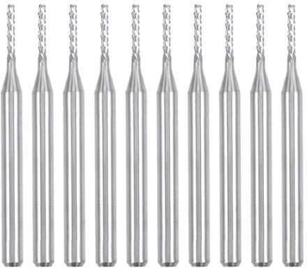 sourcing map 10 Stücke 1,2mm Hartmetall Schaftfräser Gravur Fräser für Leiterplattenmaschine, 1/8 Schaft
